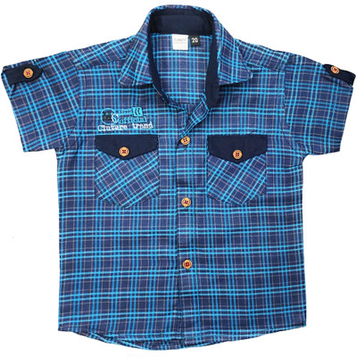 Tangy Boys Checkered Casual Blue Shirt