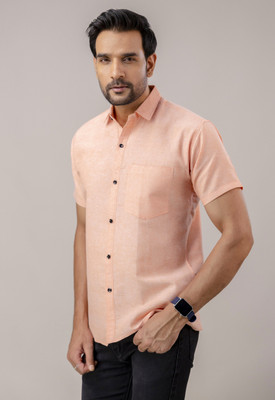 AuzaSho Collection Men Solid Casual Orange Shirt