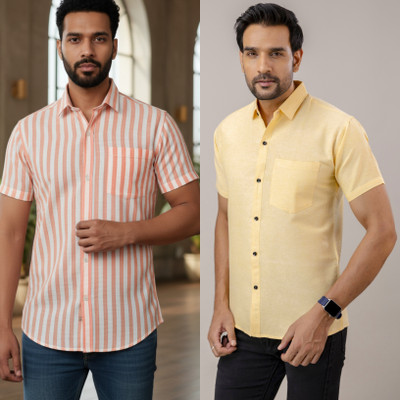 Auzanoor Collection Men Solid Casual Multicolor Shirt(Pack of 2)
