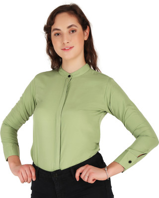 Giggles Women Solid Casual Light Green Shirt