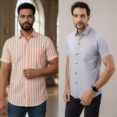 AUZAAI COLLECTION Men Self Design Casual Multicolor Shirt(Pack of 2)