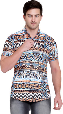 QUQZAKA Men Printed Casual Multicolor Shirt
