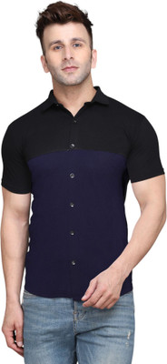 BEYOU FASHION Men Solid Casual Dark Blue Shirt
