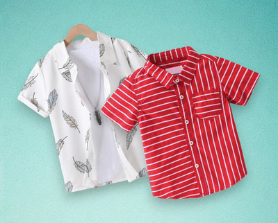 Sparrow ENTERPRISE Boys Printed, Striped Casual Multicolor Shirt(Pack of 2)