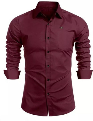uvwholesale Men Solid Casual Maroon Shirt
