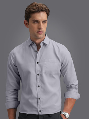 ZUNIYA COLLECTION Men Solid Casual Grey Shirt