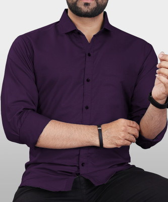 EVIQE Men Solid Casual Purple Shirt