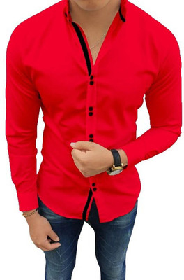 SURRT FASHION Men Solid Casual Red Shirt