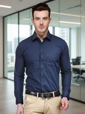 balino london Men Solid Casual Blue Shirt