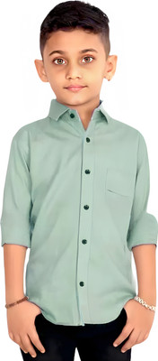 Radhe Govind Boys Solid Casual Light Green Shirt