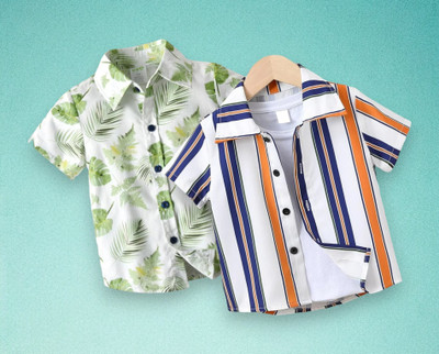 RAVYA TRENDZ Boys Printed Casual Multicolor Shirt(Pack of 2)