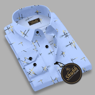 SHUBHFLAX Men Self Design Formal Blue Shirt