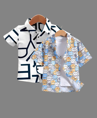 KILLER Boys Printed Casual Dark Blue, Multicolor Shirt(Pack of 2)