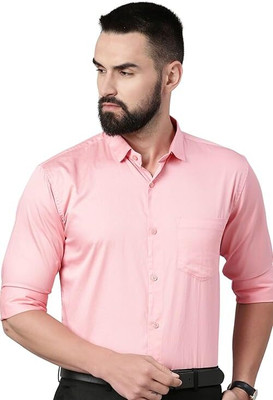 jagrutifashion Men Solid Formal Pink Shirt