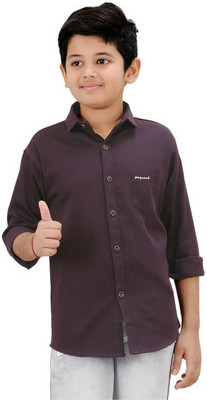 PA'GEANT Boys Solid Casual Purple Shirt