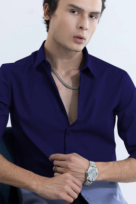 CHEAPSHIRTS Men Solid Casual Dark Blue Shirt