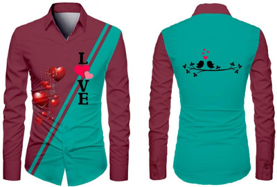 AviraEnterprise Men Printed Casual Purple, Green Shirt