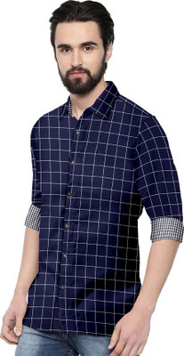 SURRT FASHION Men Checkered Casual Blue Shirt