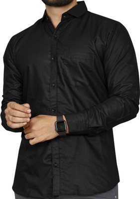 Refresh Men Solid Formal Black Shirt