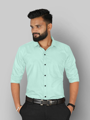 FIBERMILL Men Solid Formal Light Blue Shirt
