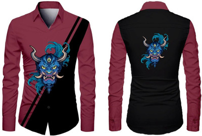 AviraEnterprise Men Printed, Color Block Casual Purple Shirt