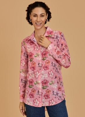 Urban Sundari Women Floral Print Casual Pink Shirt