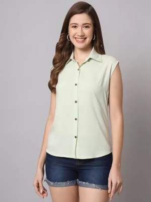 Women Solid Casual Light Green Shirt