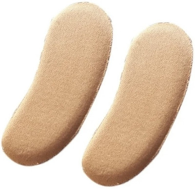 SHOPPALL Fabric Sticky Shoe Back Heel Insoles Protector Liner Pads 1 Pair Heel Support(Beige)