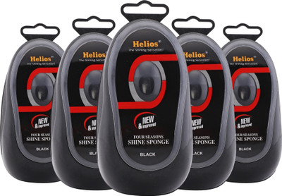 Helios Pack of 5 Shoe Shine Sponge For All Type of Leather-Black Shiner(55 ml, Black)