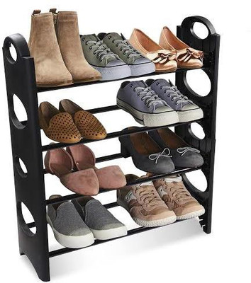 MRQ Plastic Shoe Rack(Black, 4 Shelves, DIY(Do-It-Yourself))