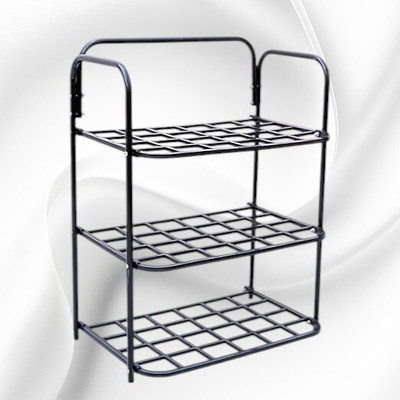 YOGI ENTERPRISE SHOES RACK 3 LAYER PLASTIC O1 METAL SHOE RACK Metal Shoe Stand(BLACK, 3 Shelves, DIY(Do-It-Yourself))