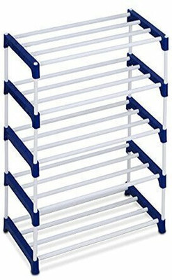 Plexus enterprises 5 layer pvc pipe Storage Saving Rack Organizer Metal Collapsible Shoe Stand(Blue, 5 Shelves, DIY(Do-It-Yourself))