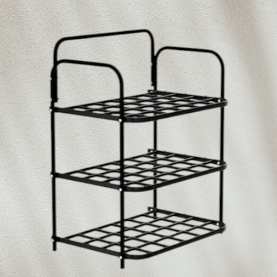 YOGI ENTERPRISE SHOES RACK 3 LAYER PLASTIC O1 METAL SHOE RACK Metal Shoe Stand(BLACK, 3 Shelves, DIY(Do-It-Yourself))