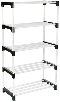 KalashTraders Plastic Collapsible Shoe Stand(Black, 5 Shelves, DIY(Do-It-Yourself))