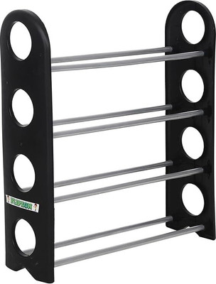 TECHEL Plastic Shoe Rack(BLACK, 4 Shelves, Knock Down)