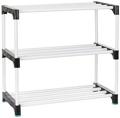 YASHVI Plastic Shoe Rack(White, 3 Shelves, DIY(Do-It-Yourself))