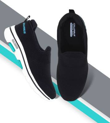 COLUMBUS PLASMA Black/Sea Green Sports Slip On Sneakers For Men