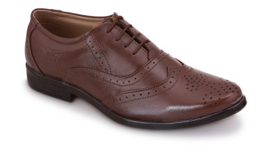 PILLAA PILLAA Men Stylish Semi Casual and Formal Leather Lace-Up Brogue Derby Shoes Oxford For Men(Brown)