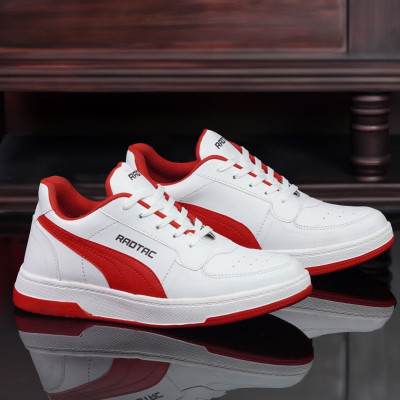 radtac RADTAC Men’s Stylish White & Red Sneakers – Perfect for Casual & College Wear Walking Shoes For Men(Red, White , 6)