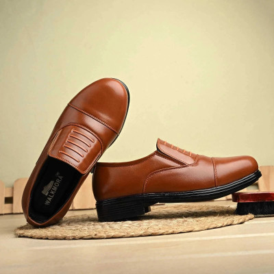 WALKMORA Oxford Leather Shoes Men's and Women's Formal Wear Lace Closure,Breathable Mocassin For Men(Tan , 5)