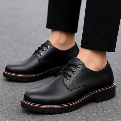 AMZ TRADE Blackstripe Derby, Lace-up formal shoes Corporate Casuals For Men(Black , 9)