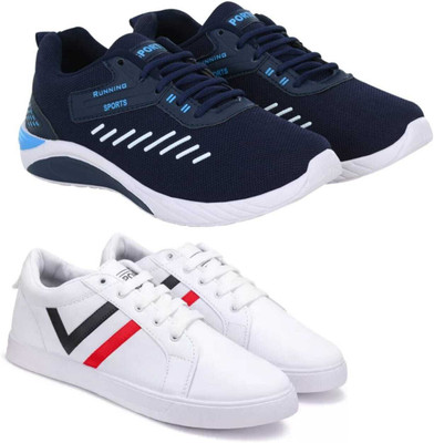 Ketolite Combo Pack of 2 Sneakers For Men(Navy, White , 9)