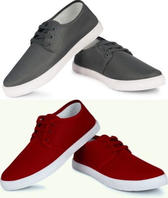 Free Kicks Combo of 2 FK-201 Trendy Sneakers For Men(Grey, Red)