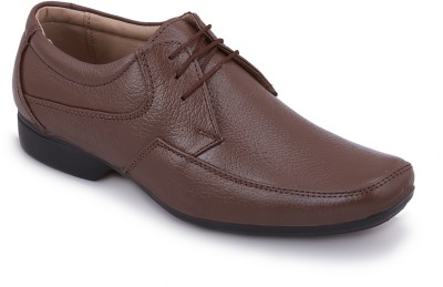 PILLAA PILLAA Men's Leather Formal party wear Derby for Men Shoes Lace Up For Men(Brown)