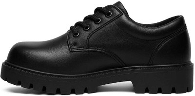 BTOM Lightweight Faux Leather Police and Oxford Police Shoes for Men Boots For Men Lace Up For Men(Black , 8)