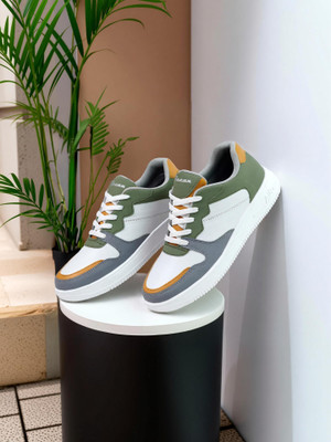 Bacan Trendy Multicolored Casual Sneakers Sneakers For Men(Olive, Grey, White)