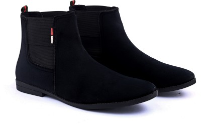 Shoe Island Suede Leather Trendy Slip-On High Ankle Length Mens Casual Chelsea Boots For Men Boots For Men(Black , 6)