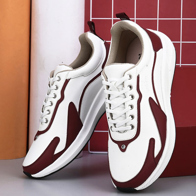 WELVIC Kingston Light Weight Walking Walking Shoes For Men(White, Maroon , 8)