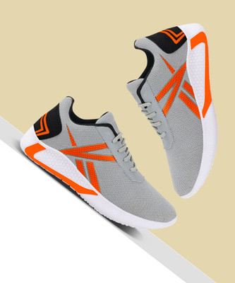 Free Kicks FK-494 Trendy Running Shoes For Men(Grey, Orange , 7)
