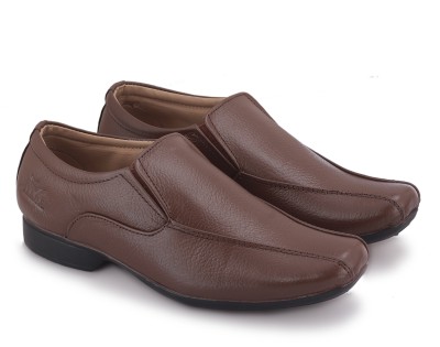 PILLAA PILLAA Men's Genuine Leather Slip-on Moccasin Formal Shoes Mocassin For Men(Brown)